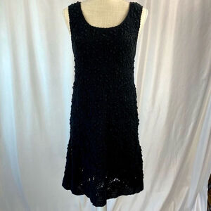 Rhys Dwfen Crocheted Lined Black Mini Dress Women’s Large Boho Hippie